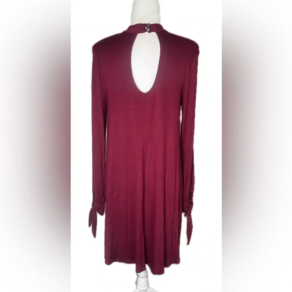 NWT Audrey 3+1 Wine Burgundy Long Sleeve Tunic Top Mini Dress M Medium - Picture 3 of 10